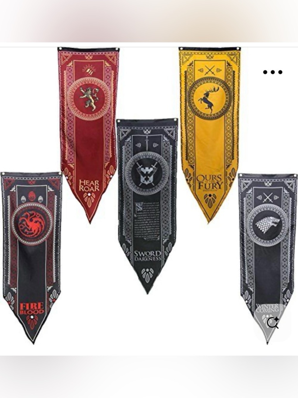 Game of Thrones Tournament Banners 5 piece set, NWT, Double Sided Print